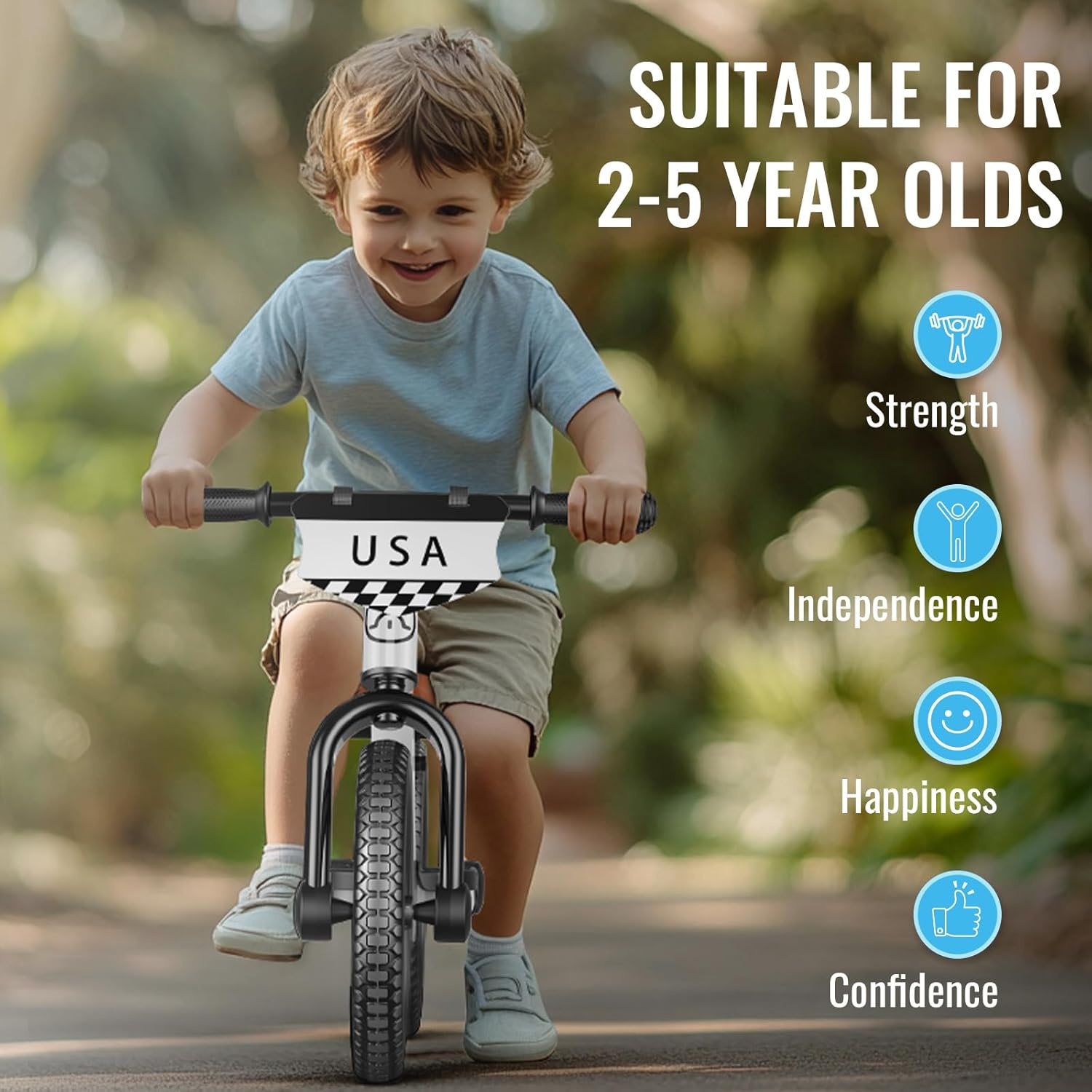 SEREED Toddler Balance Bike 2 Year Old, No Pedal Kids Bicycle Toys for 2-5 Years Old, Tool-Free Adjustment, Customize Plate with Stickers, Gift for 2-3 Boys Girls (White)(White) - view 6