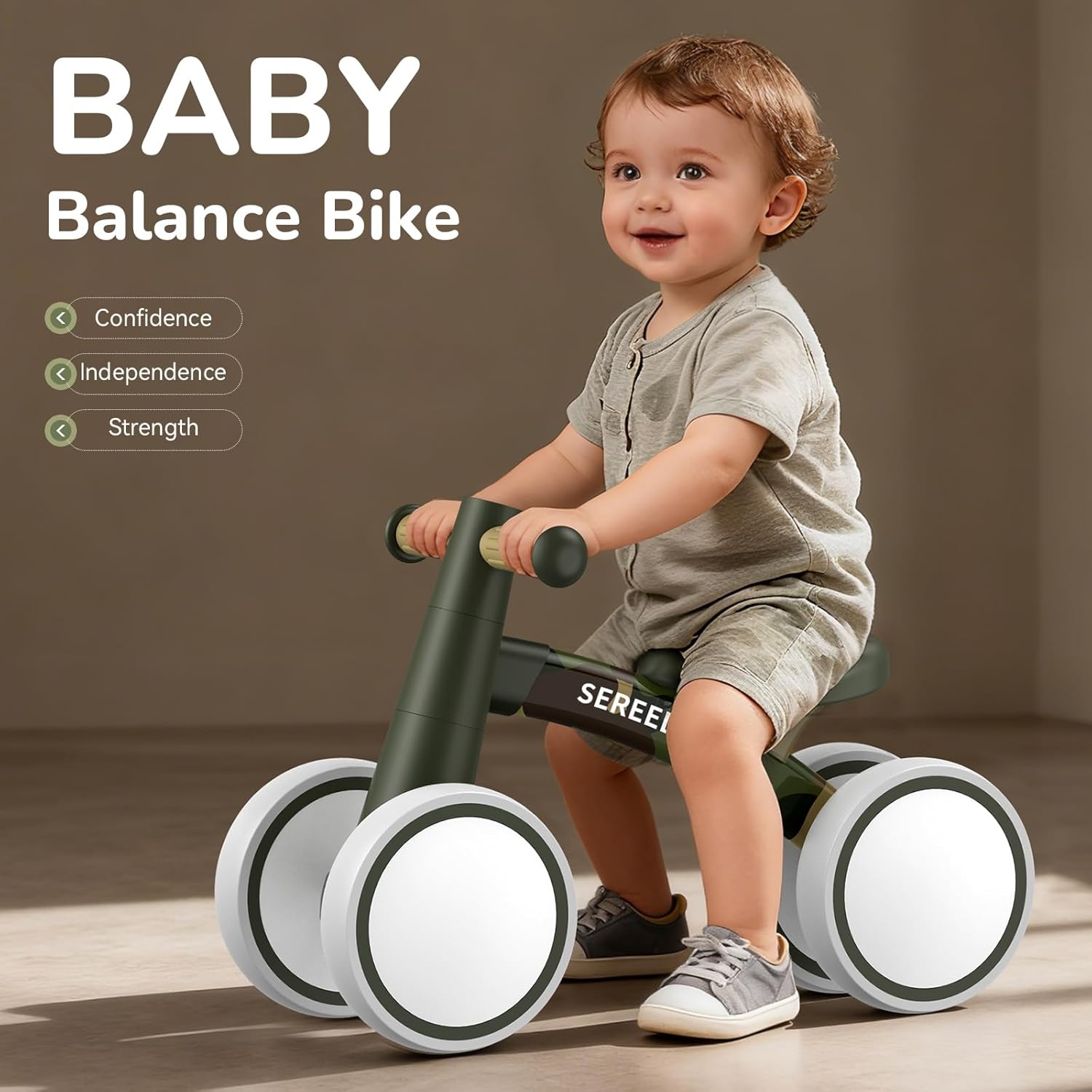 SEREED Baby Balance Bike for 1 Year Old Boys Girls 12-24 Month Toddler Balance Bike, 4 Wheels Toddler First Bike, First Birthday Gifts(Camo) - view 2