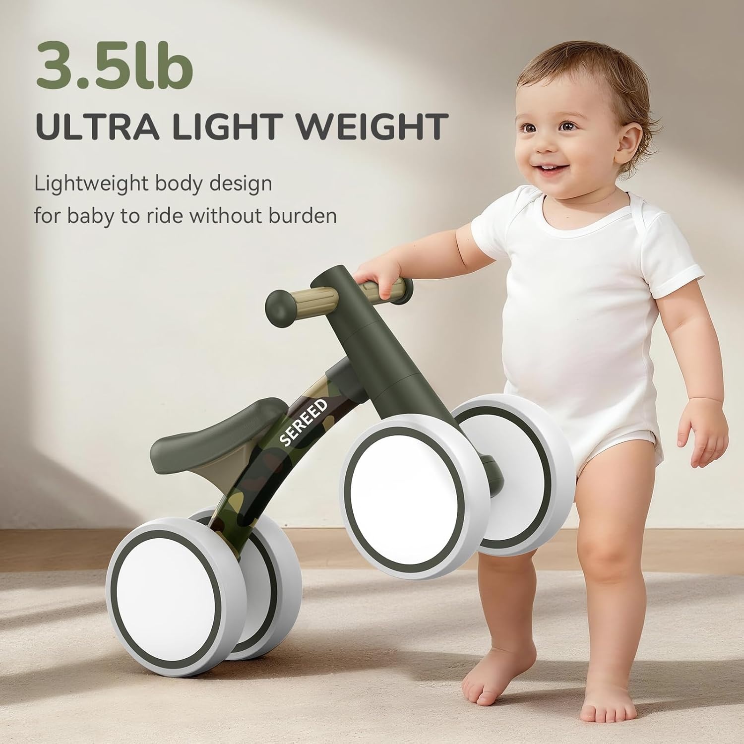 SEREED Baby Balance Bike for 1 Year Old Boys Girls 12-24 Month Toddler Balance Bike, 4 Wheels Toddler First Bike, First Birthday Gifts(Camo) - view 4