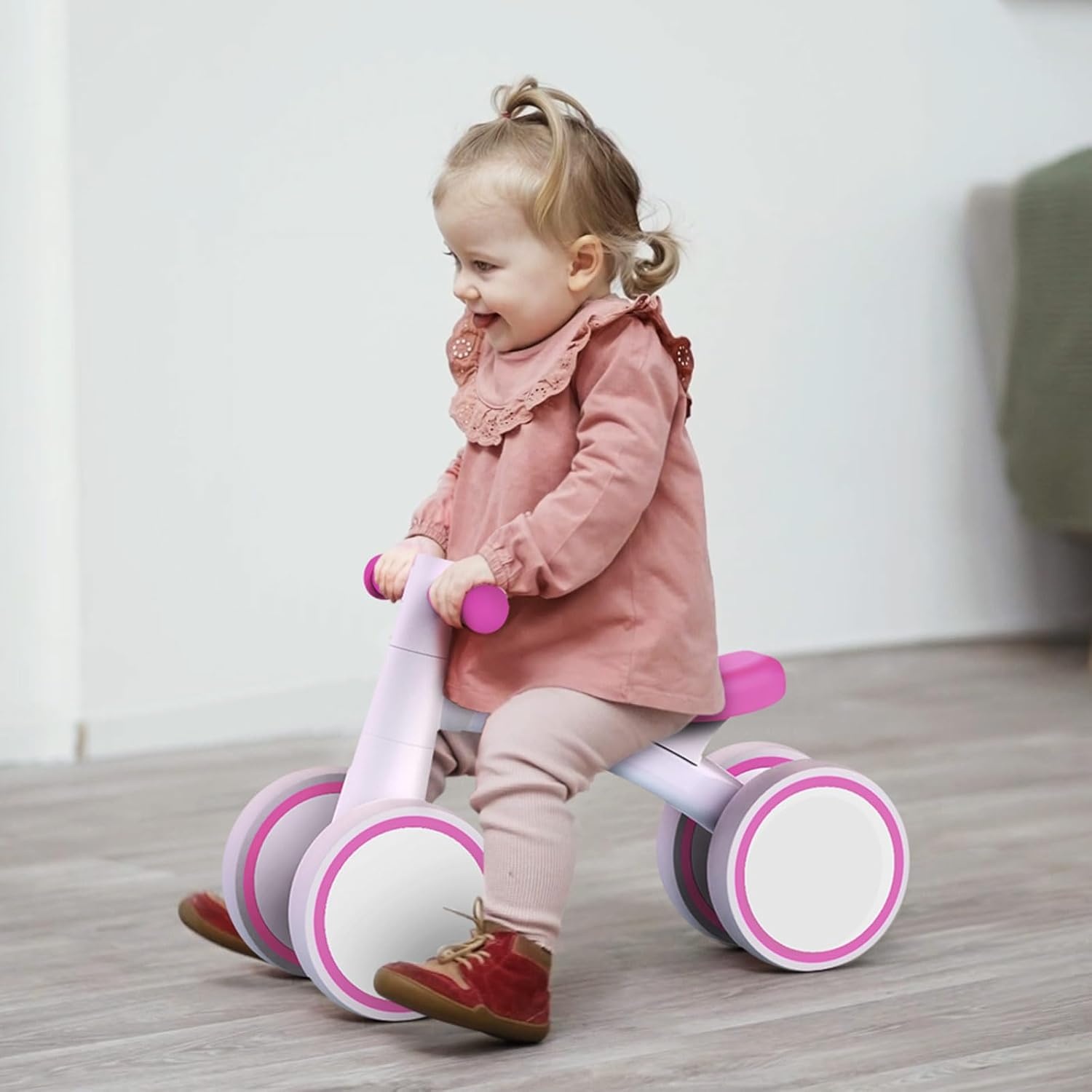 SEREED Baby Balance Bike for 1 Year Old Boys Girls 12-24 Month Toddler Balance Bike, 4 Wheels Toddler First Bike, First Birthday Gifts(Rose red) - view 7