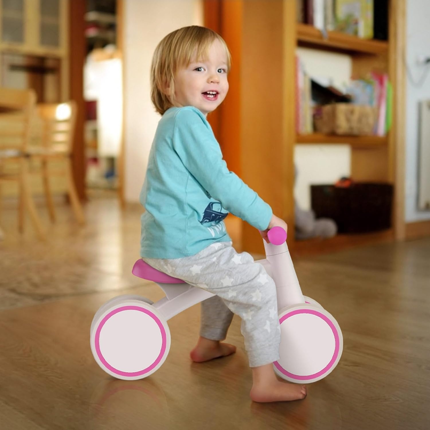 SEREED Baby Balance Bike for 1 Year Old Boys Girls 12-24 Month Toddler Balance Bike, 4 Wheels Toddler First Bike, First Birthday Gifts(Rose red) - view 8