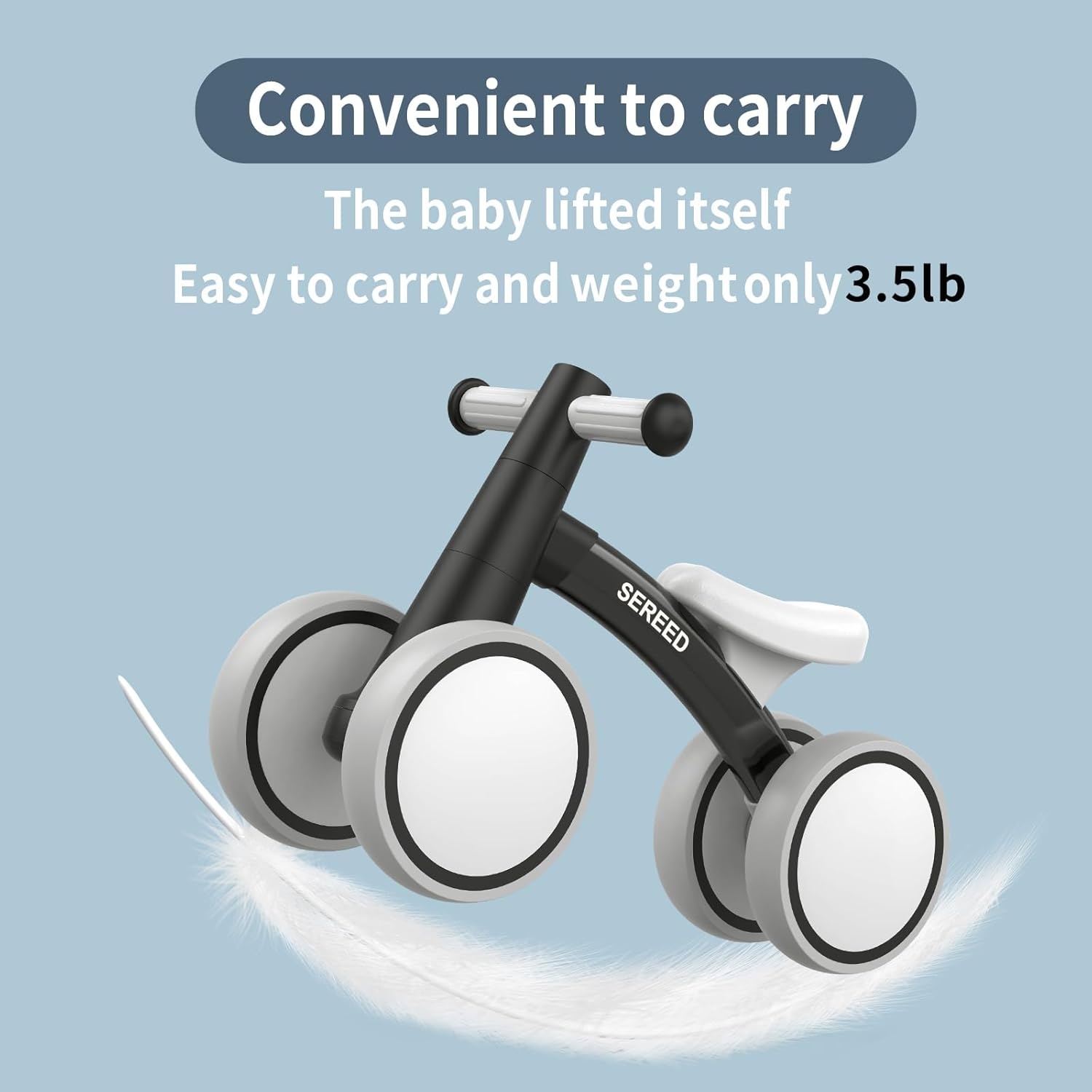 SEREED Baby Balance Bike for 1 Year Old Boys Girls 12-24 Month Toddler Balance Bike, 4 Wheels Toddler First Bike, First Birthday Gifts(Black) - view 3