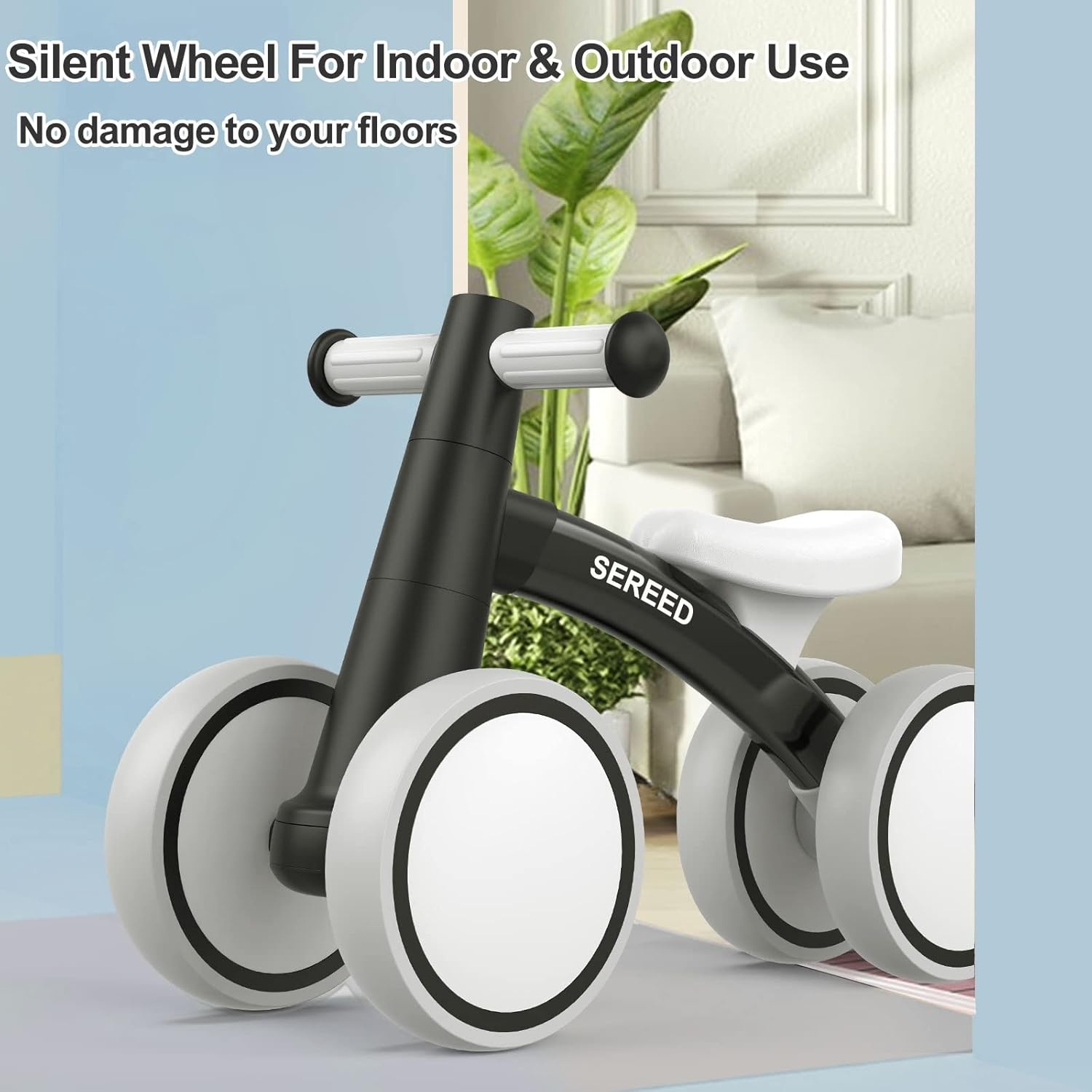 SEREED Baby Balance Bike for 1 Year Old Boys Girls 12-24 Month Toddler Balance Bike, 4 Wheels Toddler First Bike, First Birthday Gifts(Black) - view 4