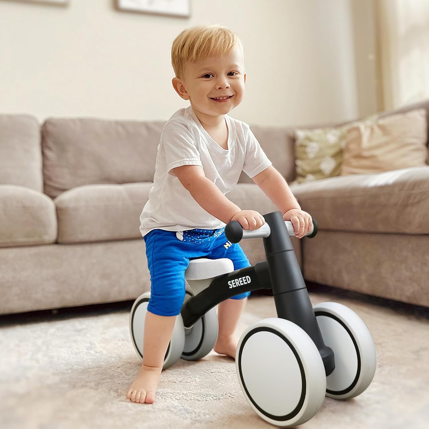 SEREED Baby Balance Bike for 1 Year Old Boys Girls 12-24 Month Toddler Balance Bike, 4 Wheels Toddler First Bike, First Birthday Gifts(Black) - view 7