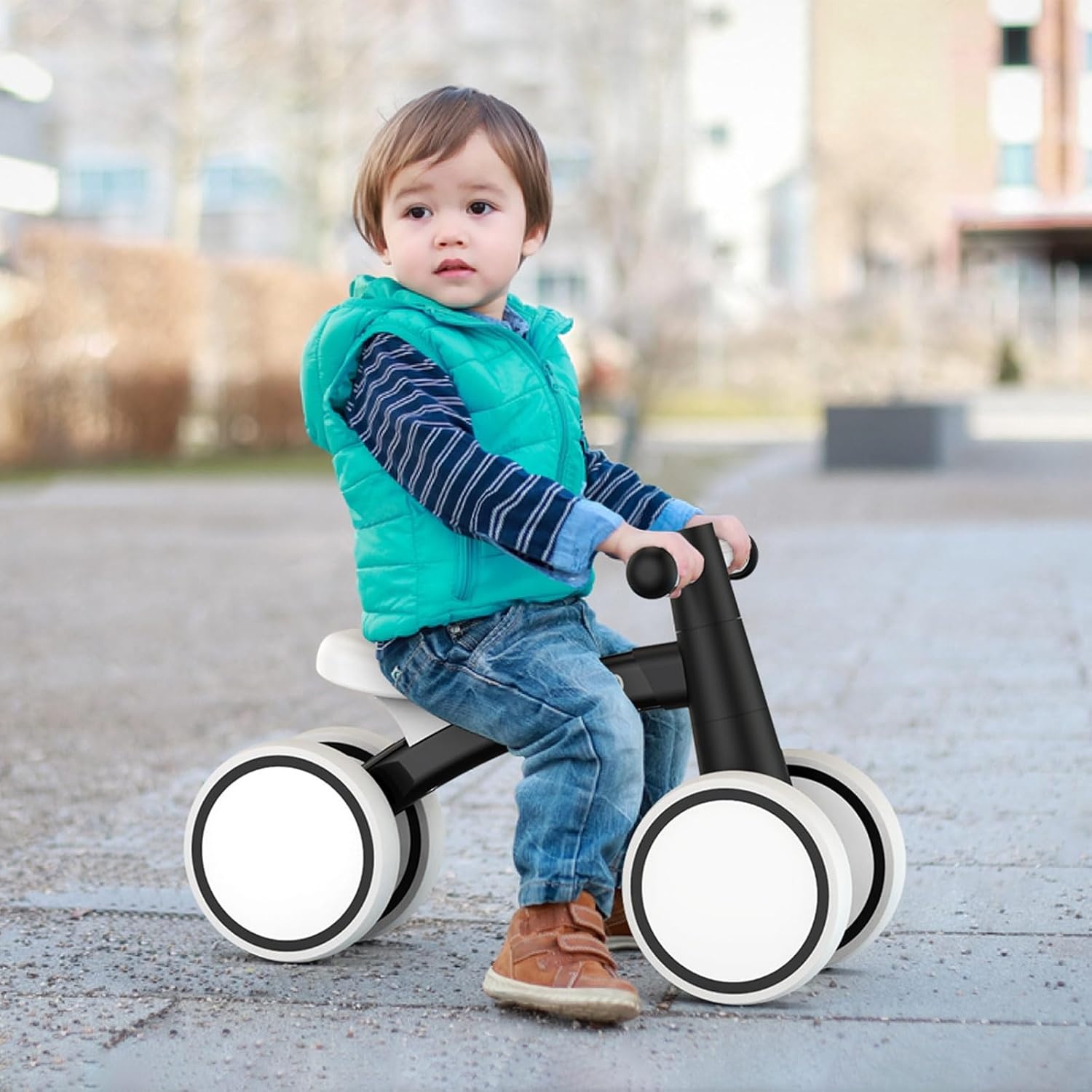 SEREED Baby Balance Bike for 1 Year Old Boys Girls 12-24 Month Toddler Balance Bike, 4 Wheels Toddler First Bike, First Birthday Gifts(Black) - view 8
