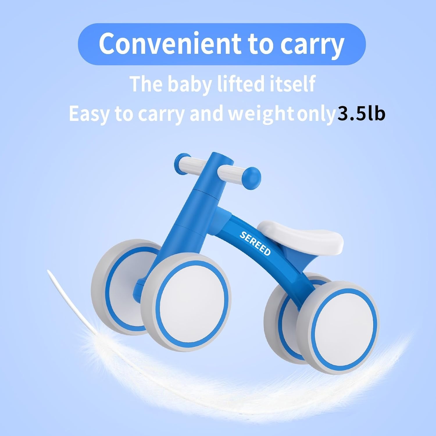 SEREED Baby Balance Bike for 1 Year Old Boys Girls 12-24 Month Toddler Balance Bike, 4 Wheels Toddler First Bike, First Birthday Gifts(Blue New) - view 4