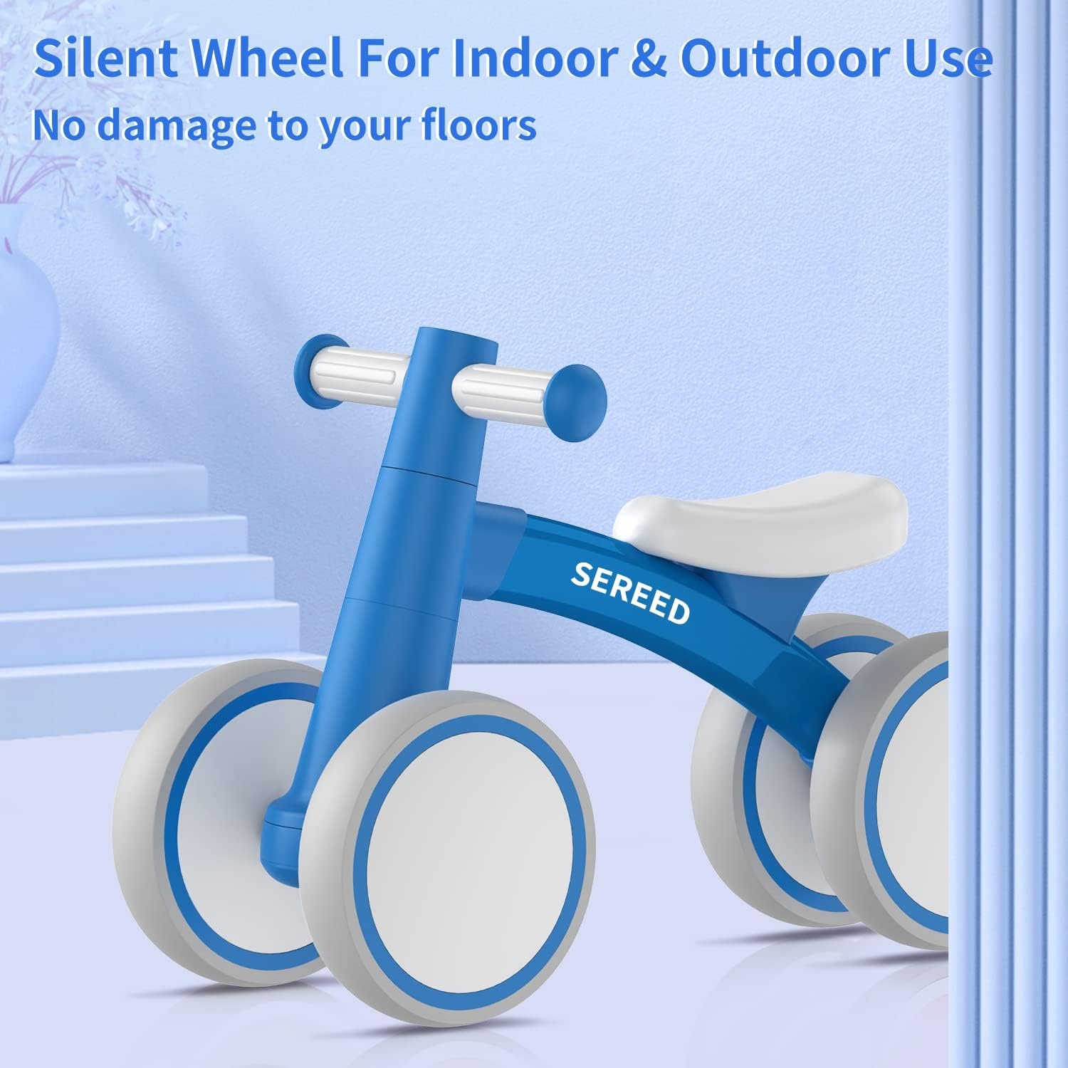 SEREED Baby Balance Bike for 1 Year Old Boys Girls 12-24 Month Toddler Balance Bike, 4 Wheels Toddler First Bike, First Birthday Gifts(Blue New) - view 5