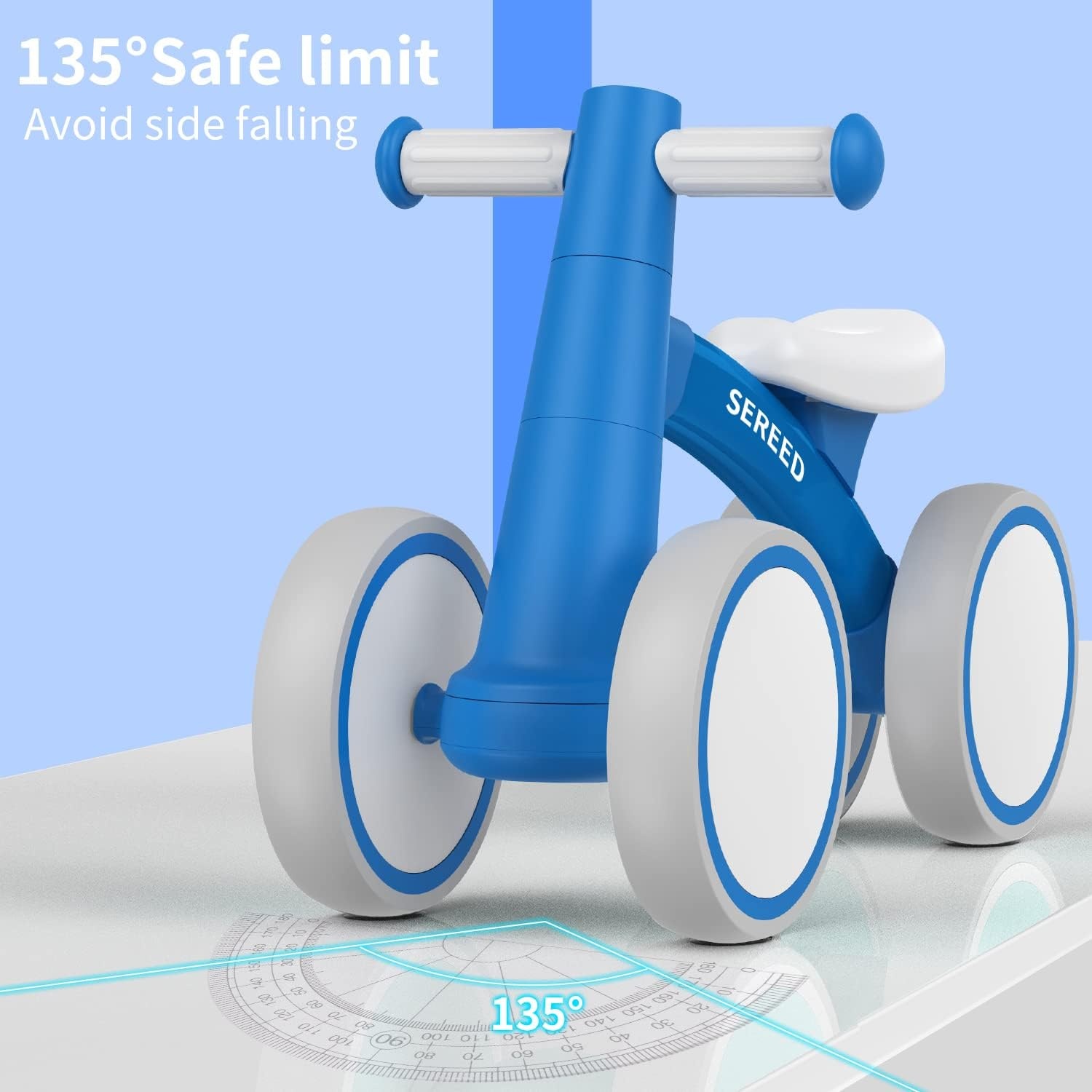 SEREED Baby Balance Bike for 1 Year Old Boys Girls 12-24 Month Toddler Balance Bike, 4 Wheels Toddler First Bike, First Birthday Gifts(Blue New) - view 7