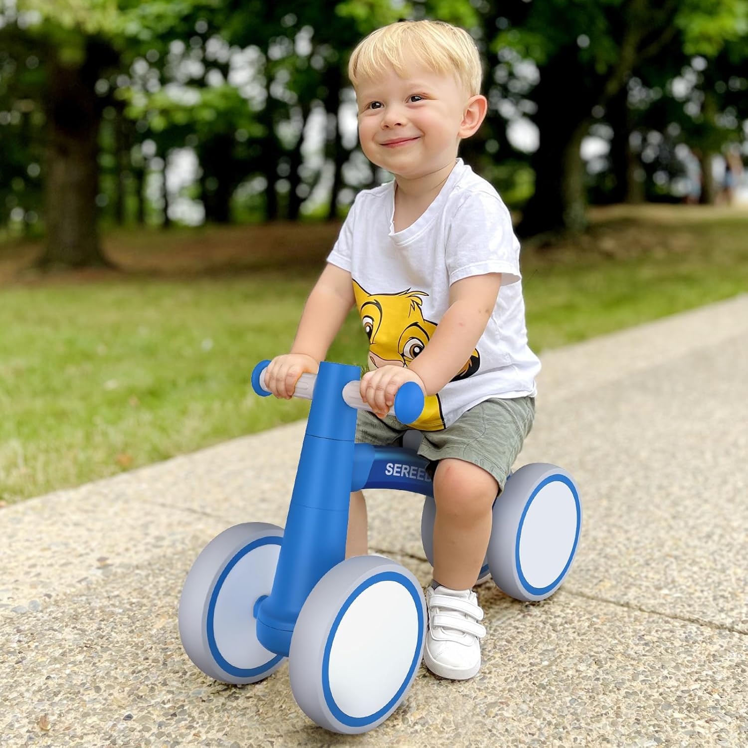 SEREED Baby Balance Bike for 1 Year Old Boys Girls 12-24 Month Toddler Balance Bike, 4 Wheels Toddler First Bike, First Birthday Gifts(Blue New) - view 8