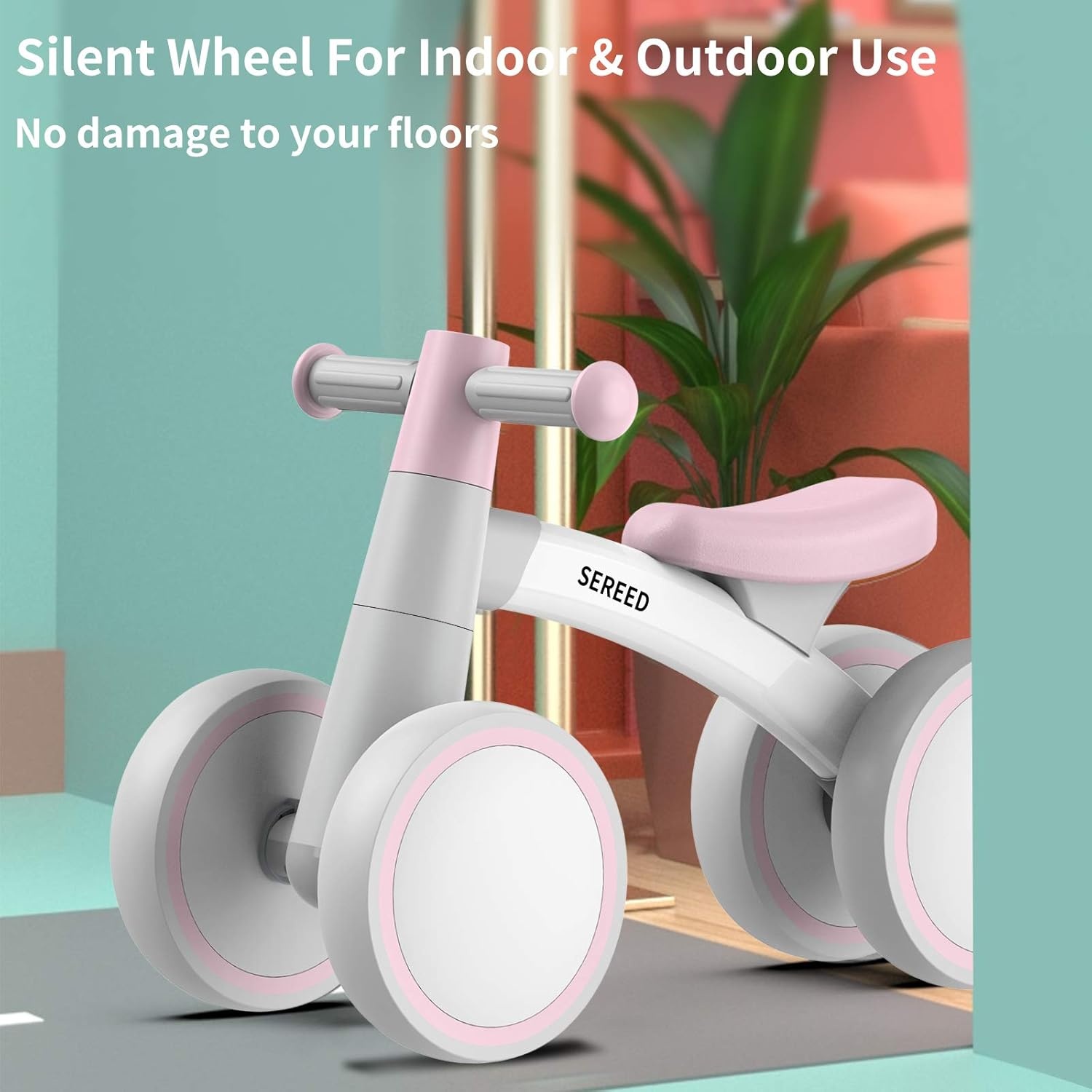 SEREED Baby Balance Bike for 1 Year Old Boys Girls 12-24 Month Toddler Balance Bike, 4 Wheels Toddler First Bike, First Birthday Gifts(Pink) - view 4