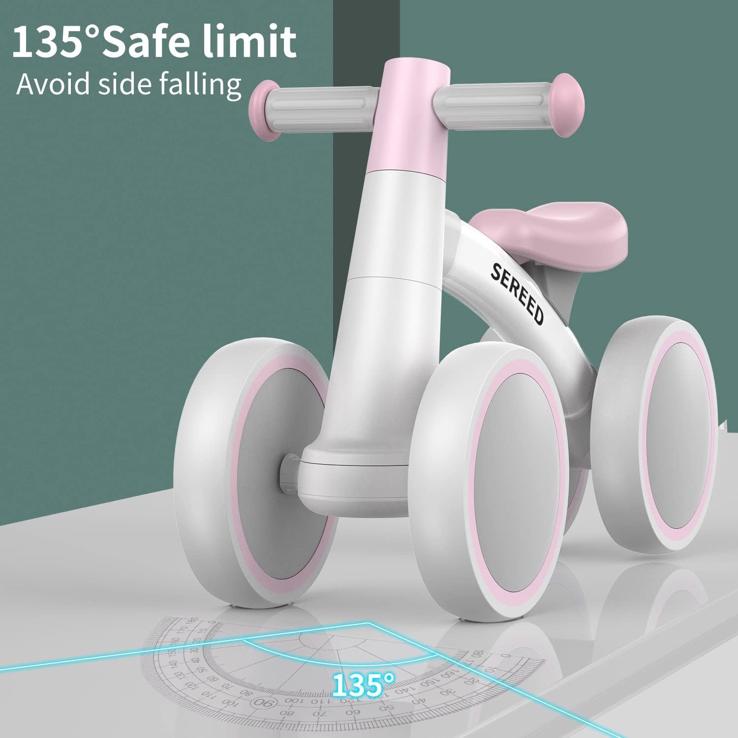 SEREED Baby Balance Bike for 1 Year Old Boys Girls 12-24 Month Toddler Balance Bike, 4 Wheels Toddler First Bike, First Birthday Gifts(Pink) - view 6