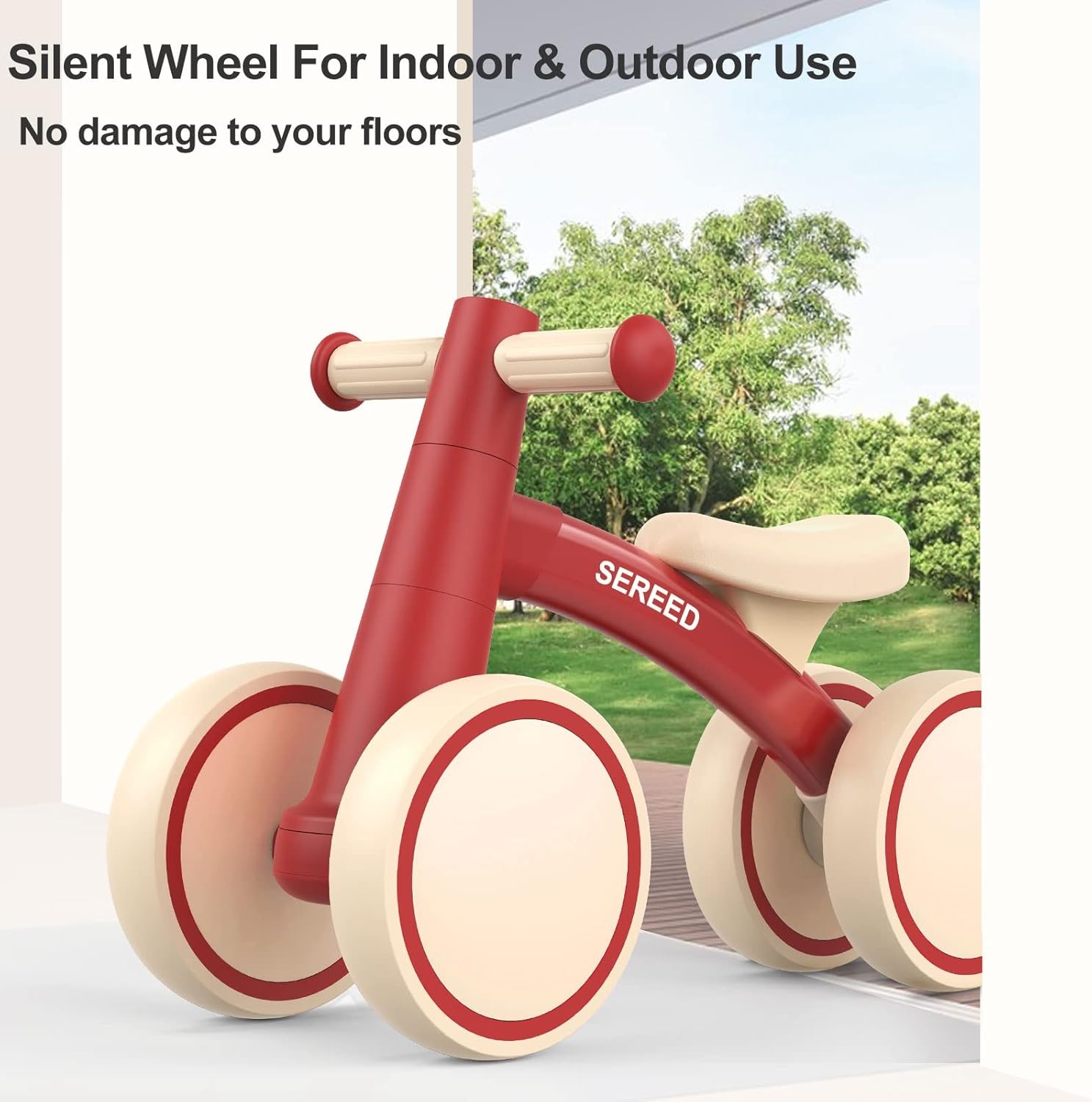 SEREED Baby Balance Bike for 1 Year Old Boys Girls 12-24 Month Toddler Balance Bike, 4 Wheels Toddler First Bike, First Birthday Gifts(Red) - view 4