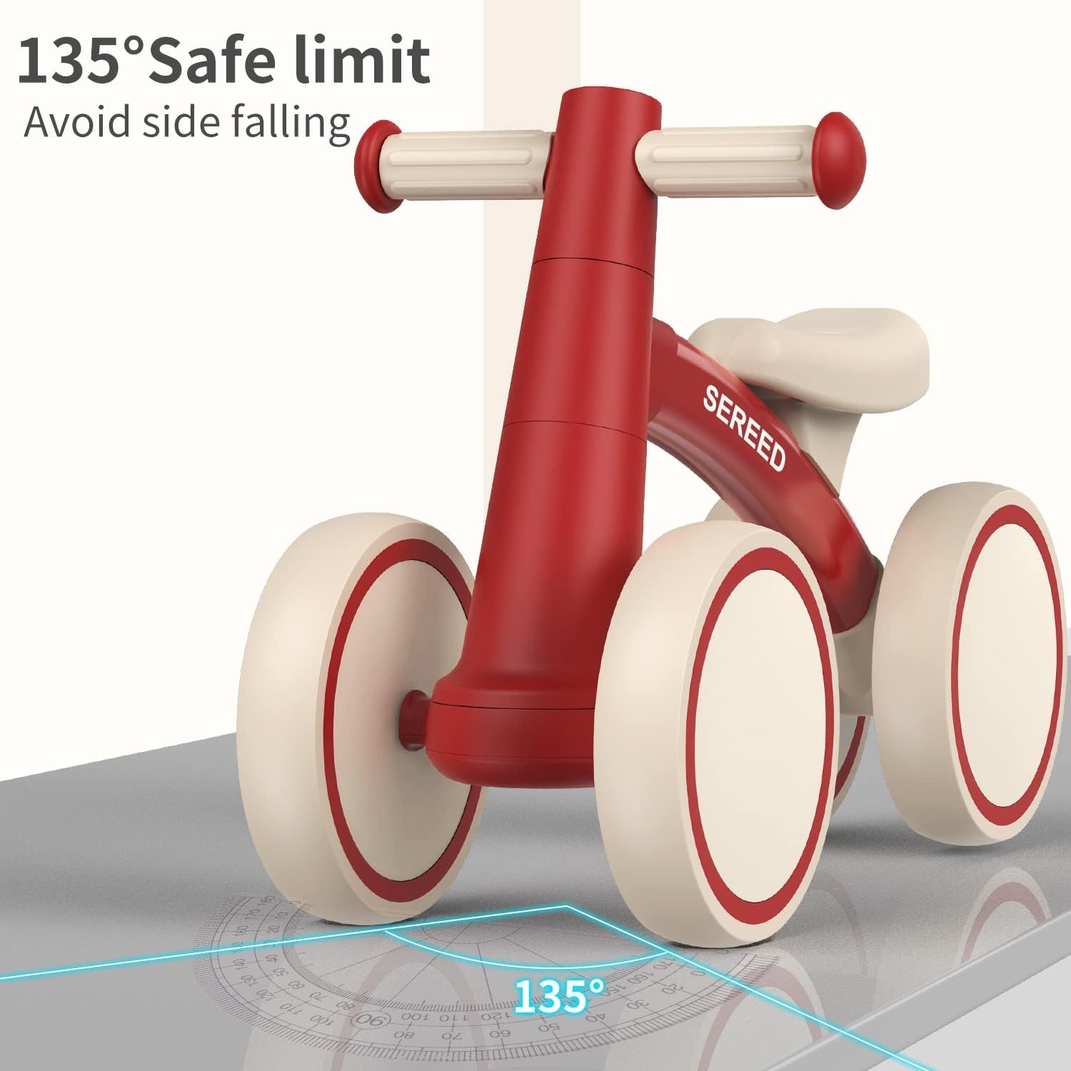 SEREED Baby Balance Bike for 1 Year Old Boys Girls 12-24 Month Toddler Balance Bike, 4 Wheels Toddler First Bike, First Birthday Gifts(Red) - view 6