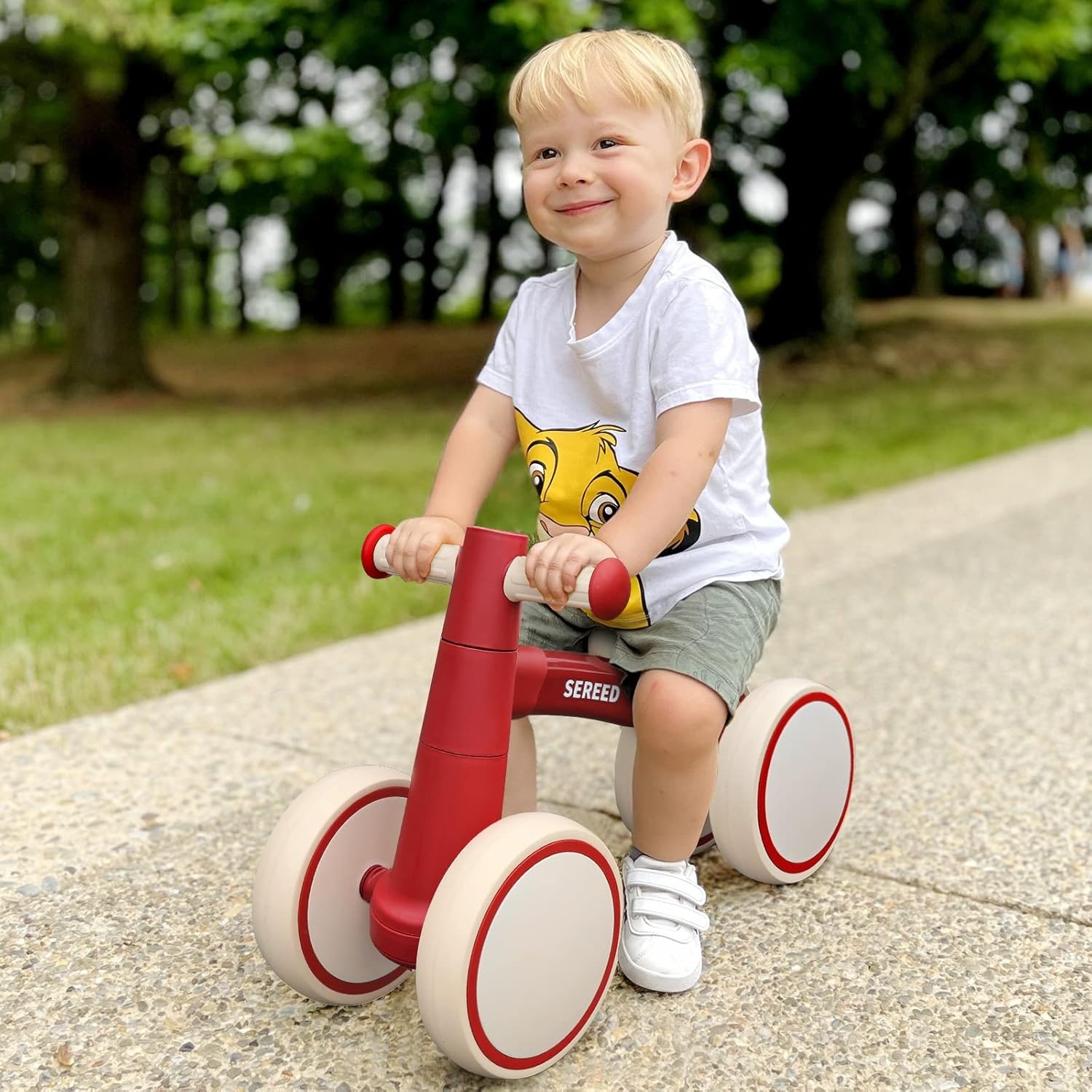 SEREED Baby Balance Bike for 1 Year Old Boys Girls 12-24 Month Toddler Balance Bike, 4 Wheels Toddler First Bike, First Birthday Gifts(Red) - view 7