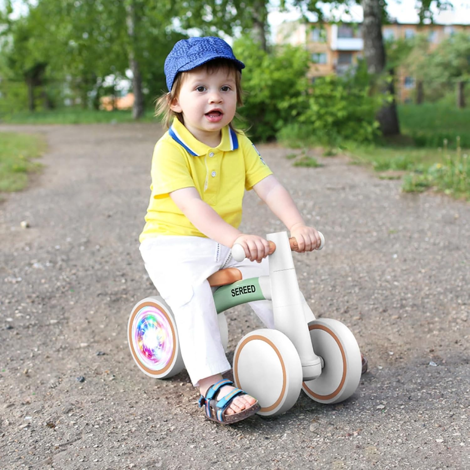 SEREED Colorful Lighting Baby Balance Bike, Toys for 1 Year Old Boys Girls, 12-24 Month Toddler Balance Bike with 4 Silence Wheels, First Birthday Gift (Green)(Green) - view 7