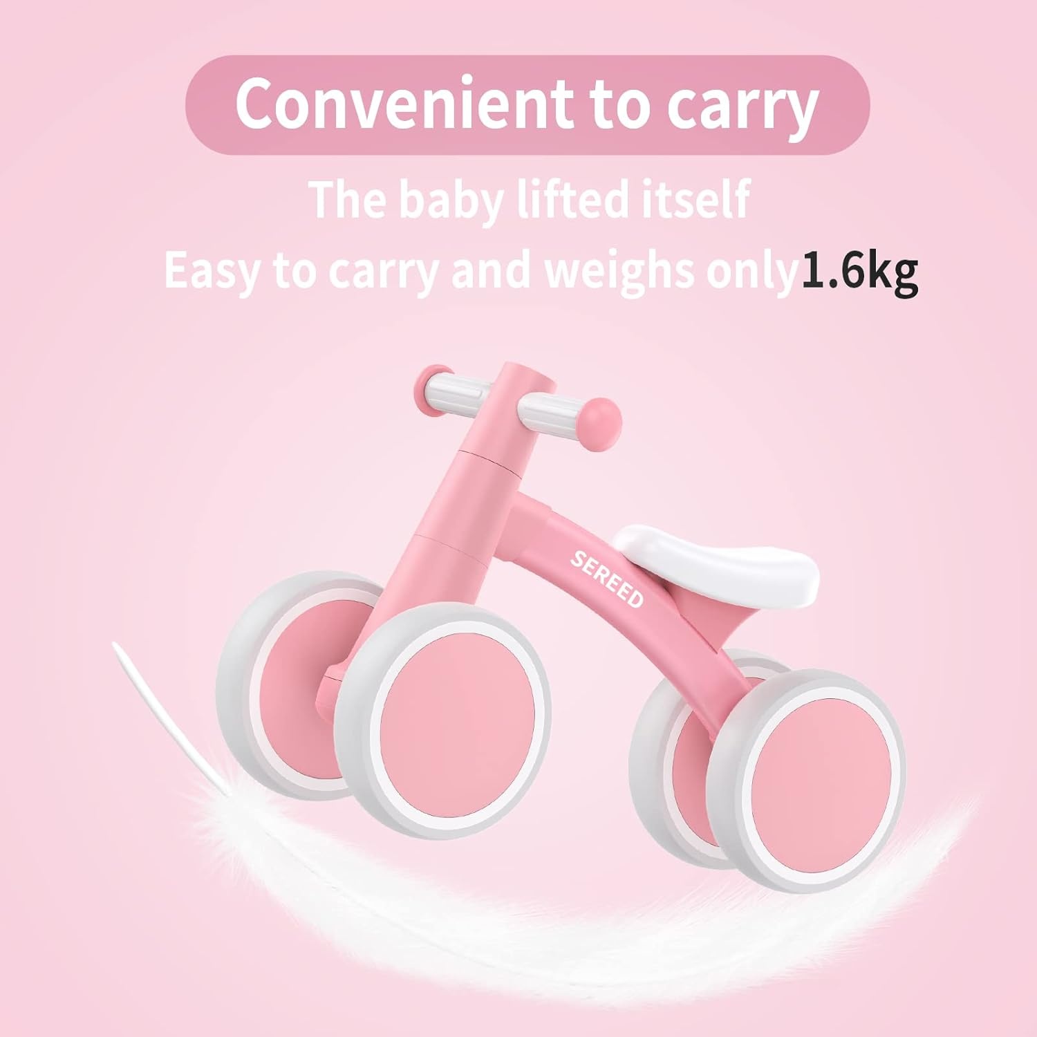 SEREED Baby Balance Bike for 1 Year Old Boys Girls 12-24 Month Toddler Balance Bike, 4 Wheels Toddler First Bike, First Birthday Gifts(Pink New) - view 3