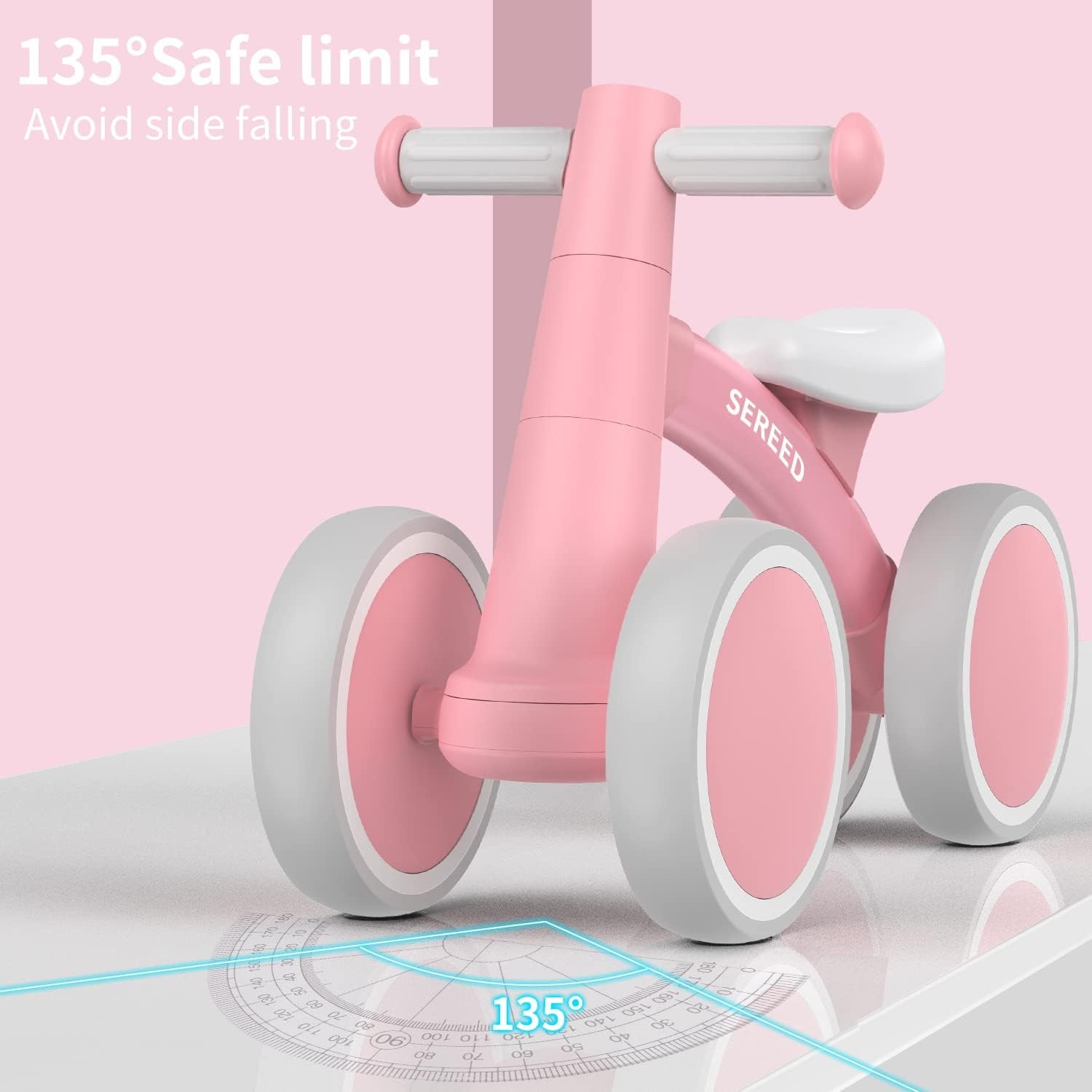 SEREED Baby Balance Bike for 1 Year Old Boys Girls 12-24 Month Toddler Balance Bike, 4 Wheels Toddler First Bike, First Birthday Gifts(Pink New) - view 6