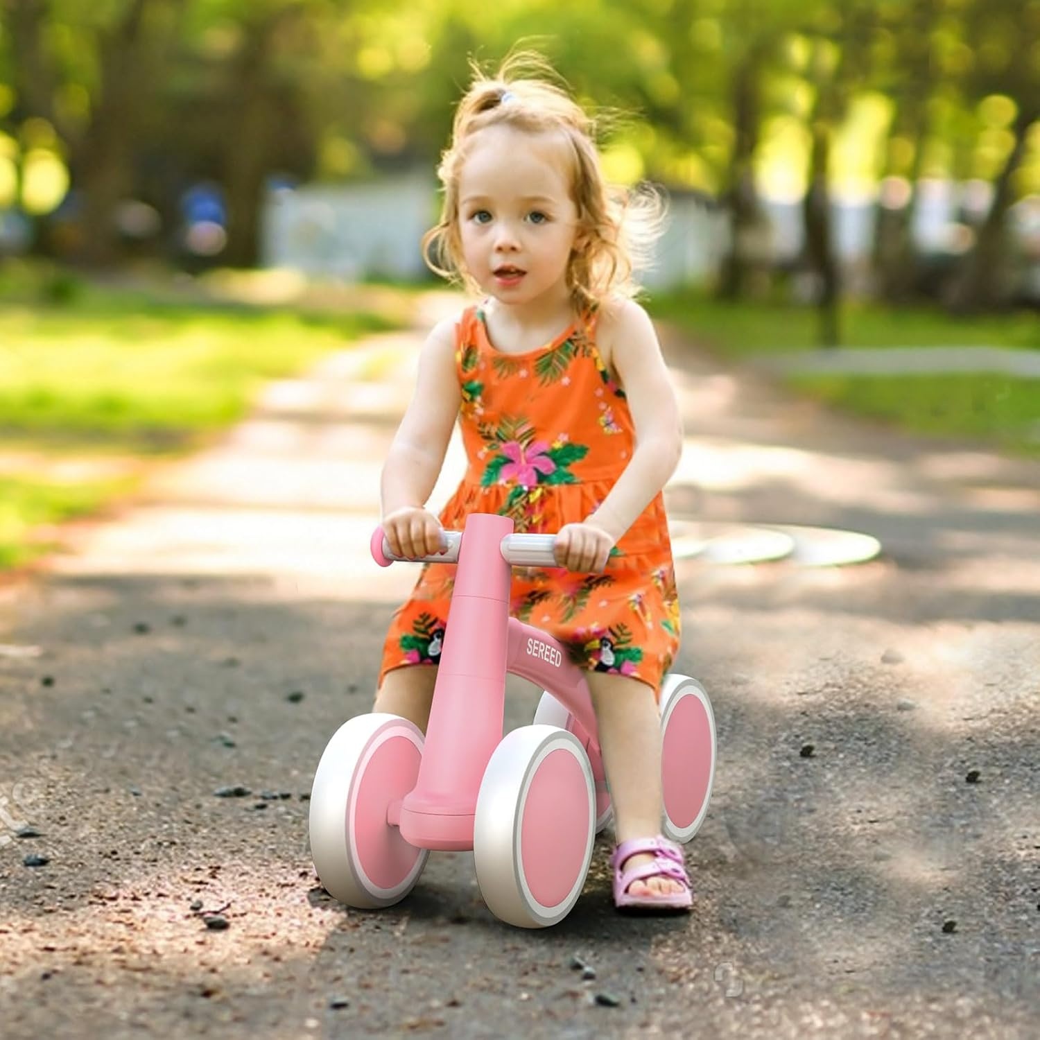 SEREED Baby Balance Bike for 1 Year Old Boys Girls 12-24 Month Toddler Balance Bike, 4 Wheels Toddler First Bike, First Birthday Gifts(Pink New) - view 7