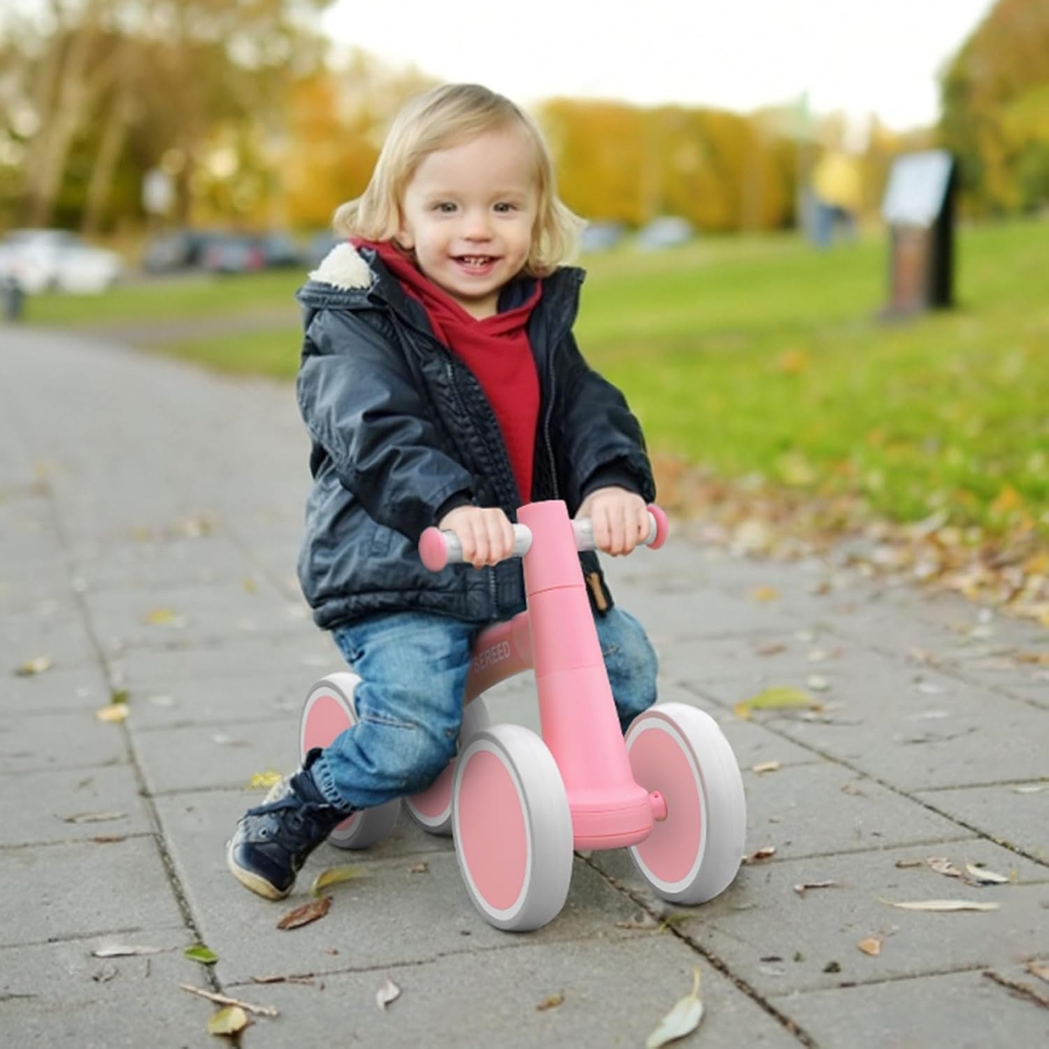 SEREED Baby Balance Bike for 1 Year Old Boys Girls 12-24 Month Toddler Balance Bike, 4 Wheels Toddler First Bike, First Birthday Gifts(Pink New) - view 8