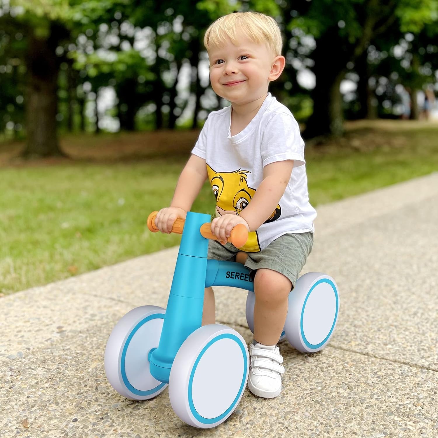 SEREED Baby Balance Bike for 1 Year Old Boys Girls 12-24 Month Toddler Balance Bike, 4 Wheels Toddler First Bike, First Birthday Gifts(Blue) - view 2