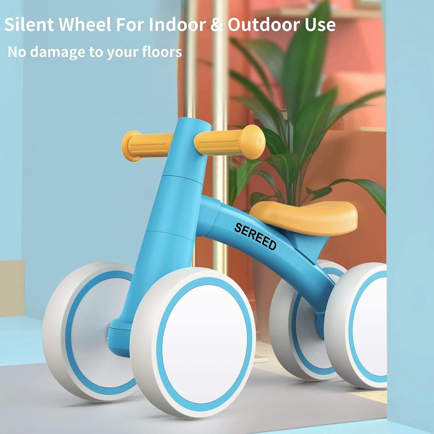 SEREED Baby Balance Bike for 1 Year Old Boys Girls 12-24 Month Toddler Balance Bike, 4 Wheels Toddler First Bike, First Birthday Gifts(Blue) - view 5