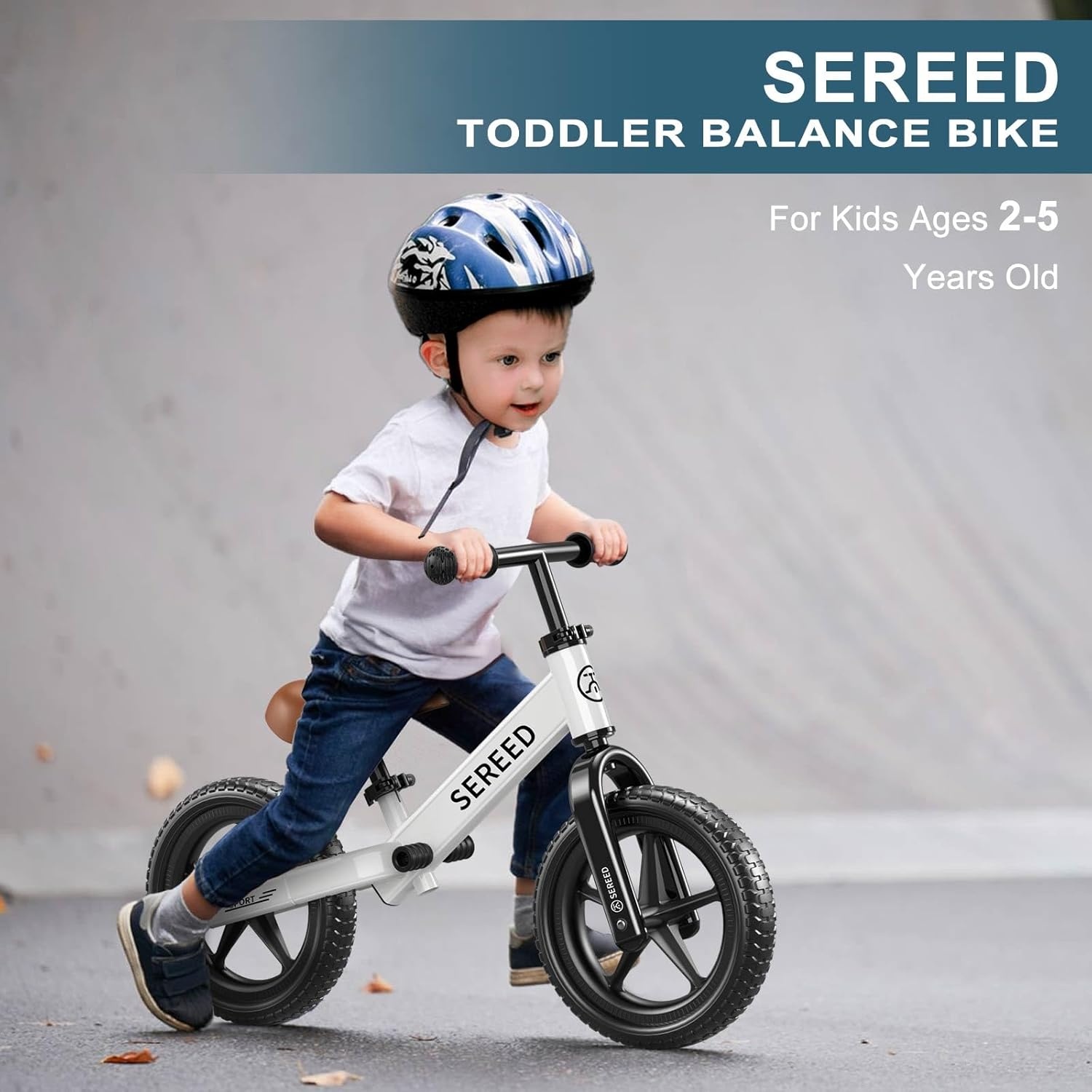 SEREED Toddler Balance Bike 2 Year Old, No Pedal Kids Toy Bike for 2-5 Years Old, Tool-Free Adjustment, Gift for 2-3 Girls, Customize Plate with 3pcs Stickers (Black)(White) - view 3